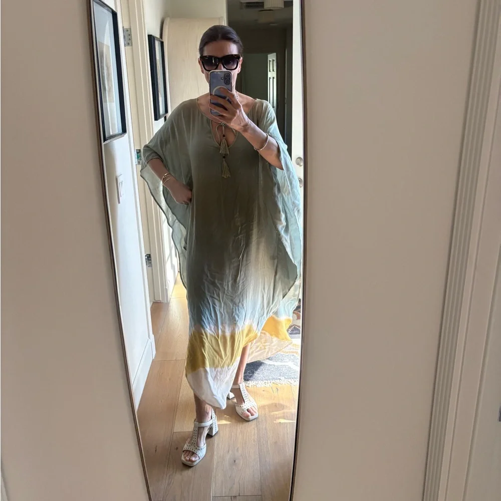 Indah Ombre Tassel Kaftan Maxi Dress Beach Cover Up Boho One Size